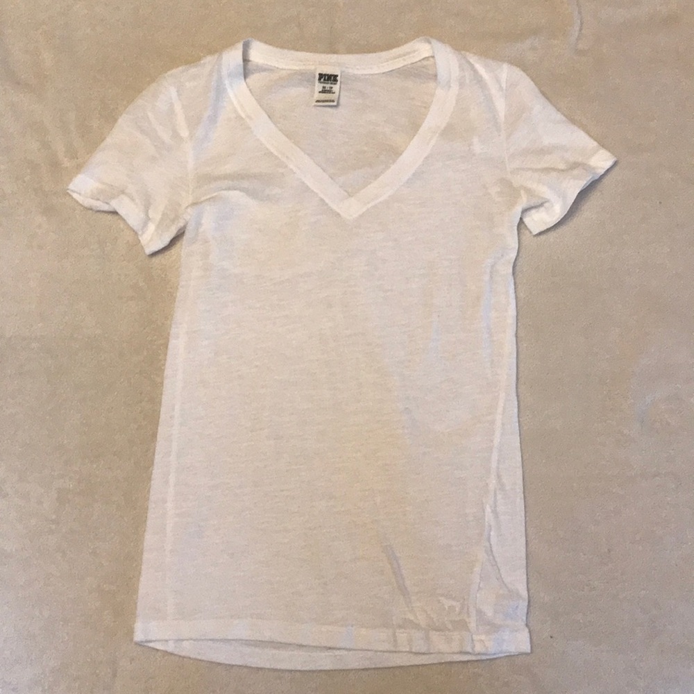 VS Pink v neck white T-shirt